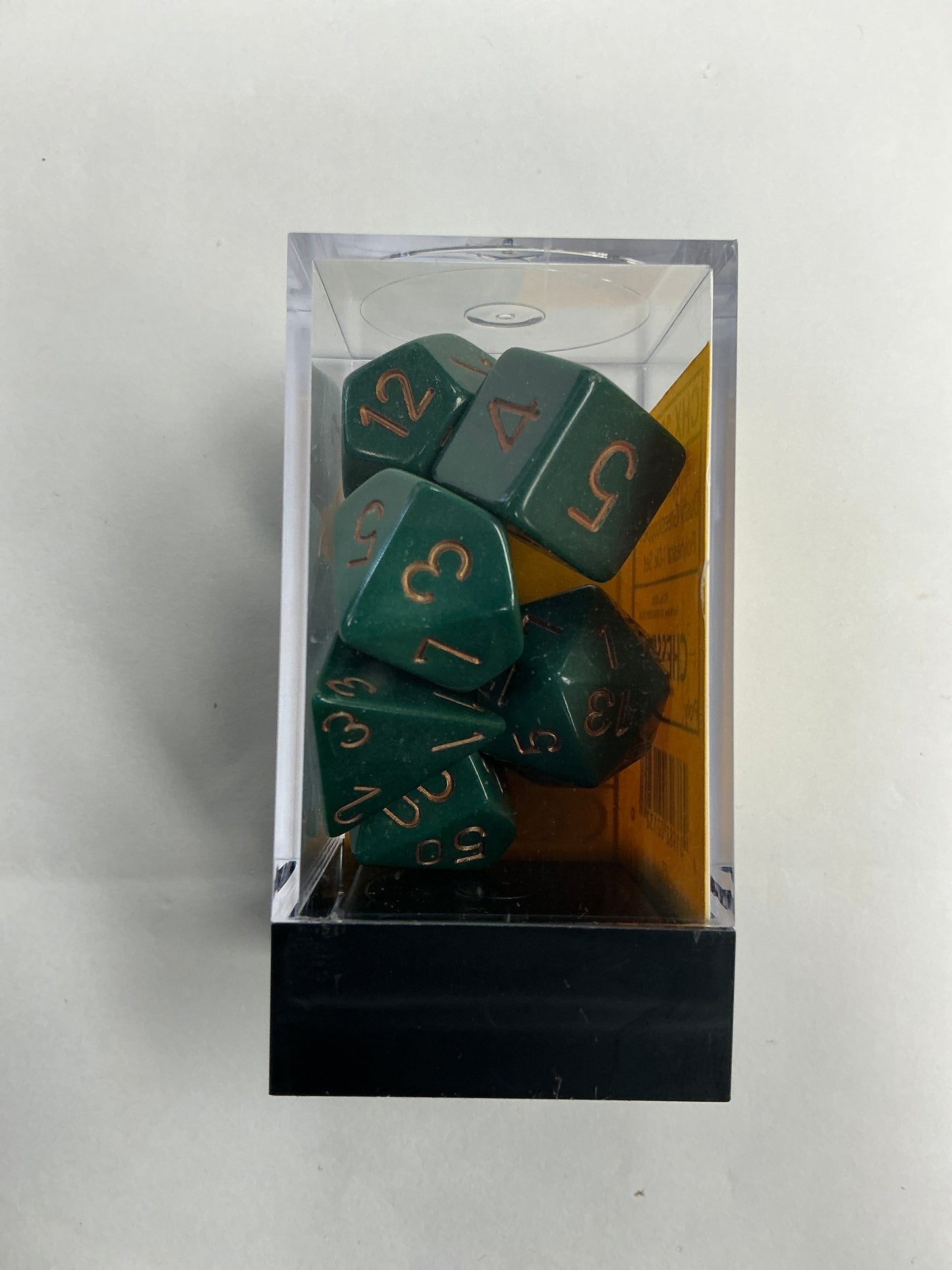 Chessex Opaque Dusty Green/Copper Polyhedral 7 dice