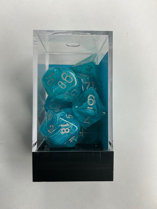 Chessex Aqua/Silver 7 dice